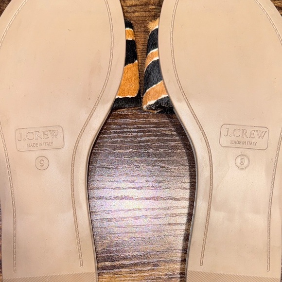 J. Crew Capri Slide Sandals in Tiger Print Calf Hair Brown Black Size 9 SKU006 - Picture 7 of 8